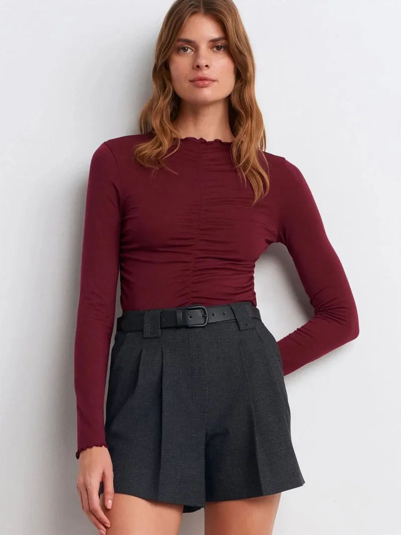 ديلفين Dilvin Slim Fit Long Sleeve Jersey Blouse