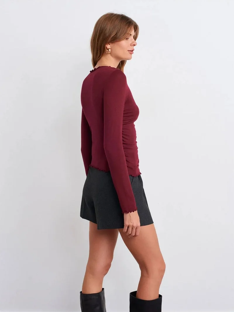 ديلفين Dilvin Slim Fit Long Sleeve Jersey Blouse
