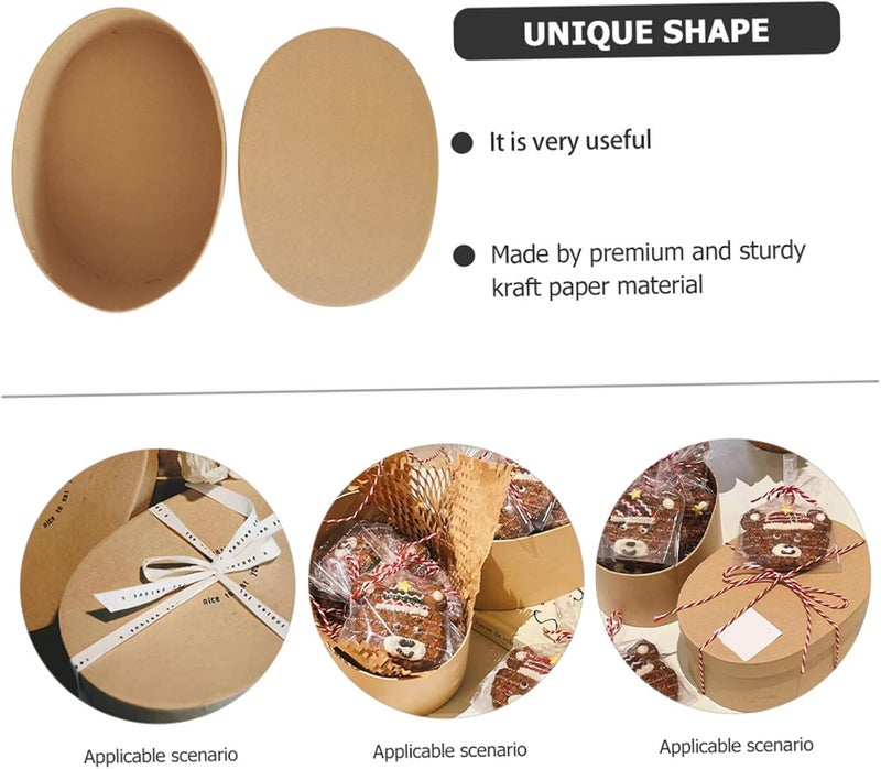Garneck Oval Kraft Paper Dessert Box Large 24x18.5x10cm with Lid, Portable Baking Accessory for Cake and Cookie Storage, Household Bakery Take out Container - Image 3