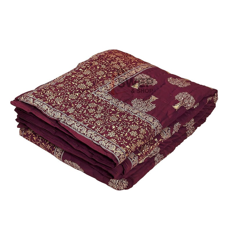 SIBLEY 220 TC Cotton Single Bed Razai/Quilt Hand Stiched Jaipuri rajai - Marron (85X55 INCH) - Image 2