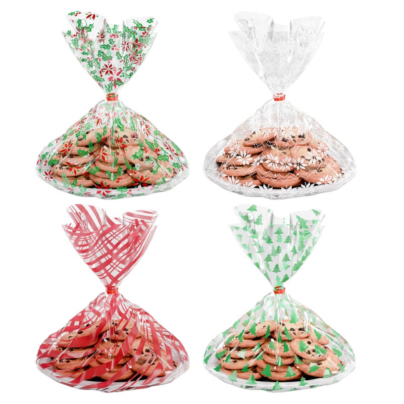 American Greetings American Greetings Christmas Cellophane Cookie Tray Bags with TwistTies Holiday Patterns 12Count