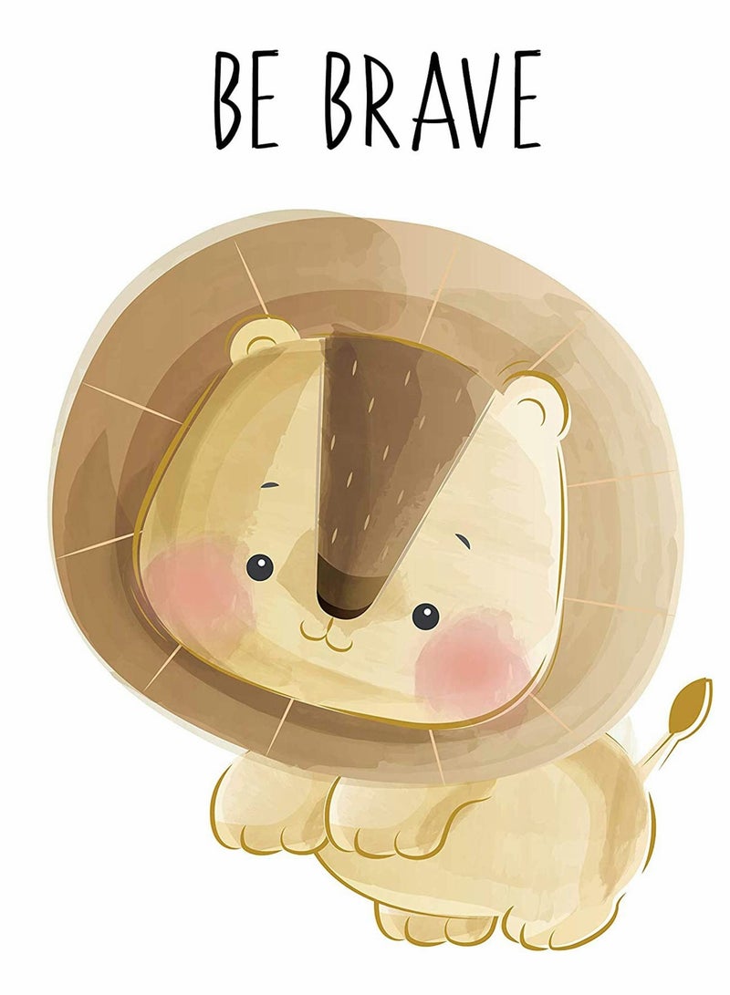 SOLARAE صور ديكور حضانة بموضوع الغابة للأطفال، 6 عبوات من فن الجدران لرسوم الحيوانات الكرتونية مع اقتباس ملهم لغرف نوم الأطفال والأولاد والبنات وغرف المعيشة والحمام - بدون إطار - Image 4