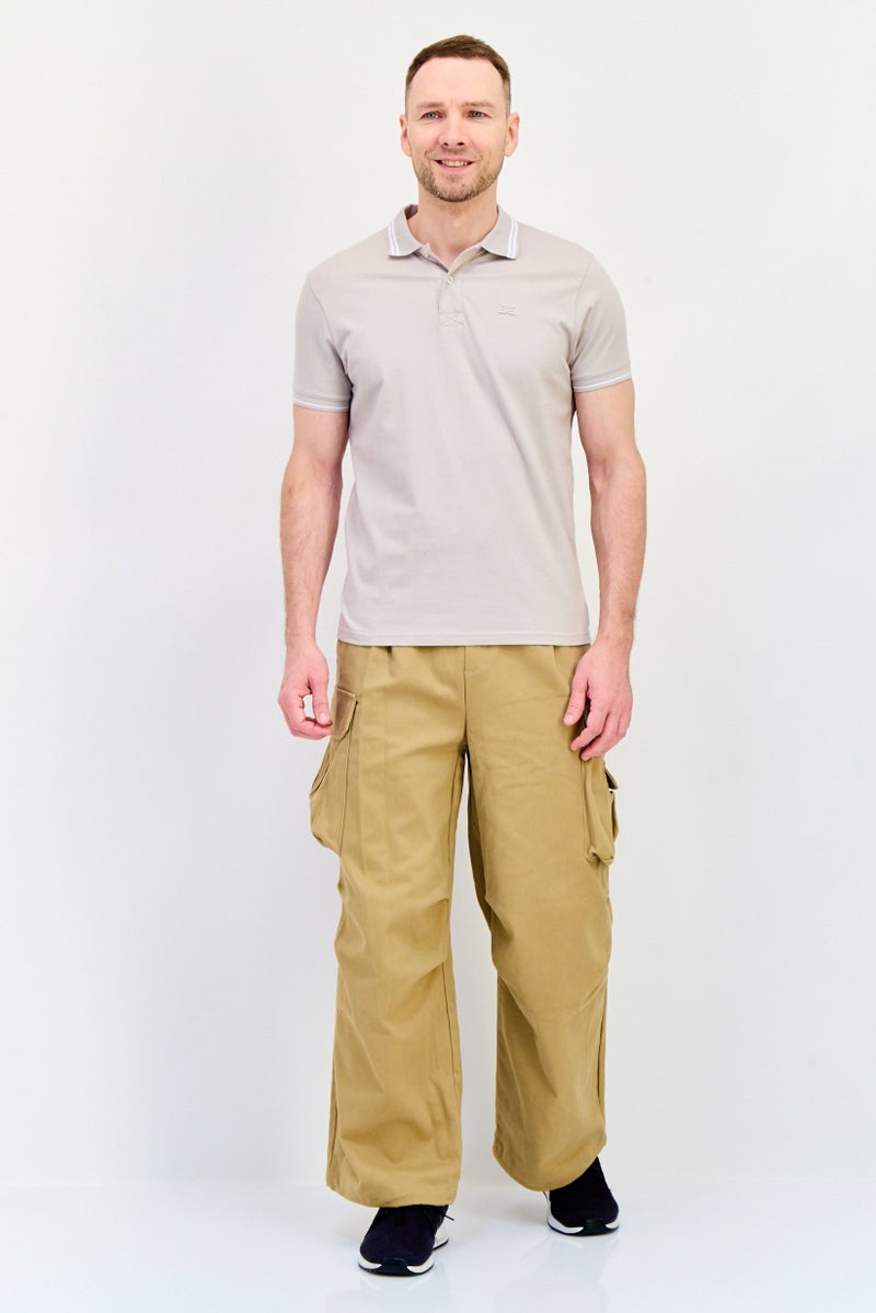 RBX Men Sportswear Fit Short Sleeve Outdoor Polo Shirt, Stone - Image 4