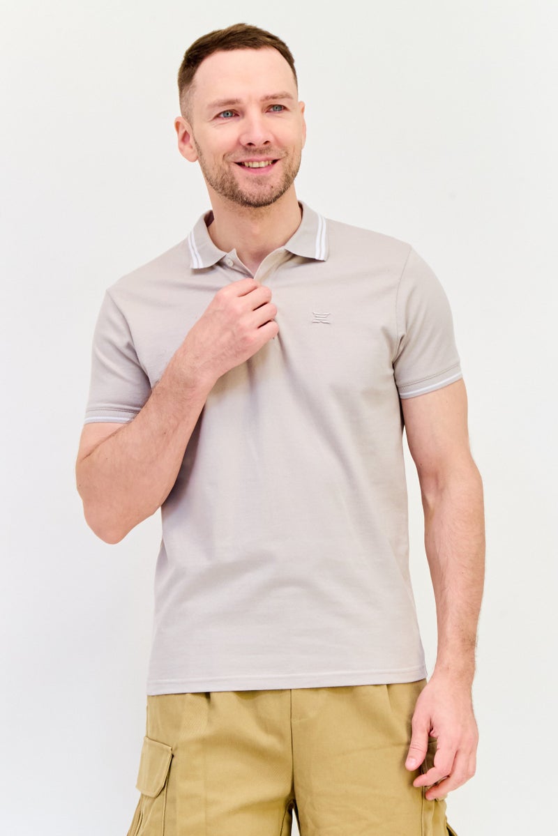 RBX Men Sportswear Fit Short Sleeve Outdoor Polo Shirt, Stone - Image 1