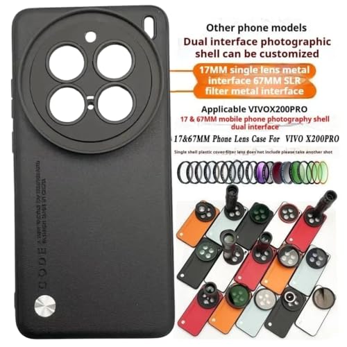 GetZget® 17mm Phone Case Compatible with Vivo X200 Pro with Lens Cap Cover Support 67mm ND Filter 17mm Lens Accessories (Black) (Vivo X200 Pro) - Image 2