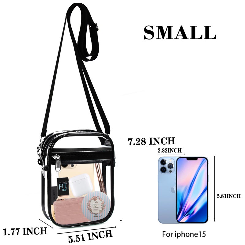 Fibrdoo Clear Crossbody Purse Bag, Clear Bag Stadium Approved with Front Pocket for Concerts Sports Festivals - Image 3