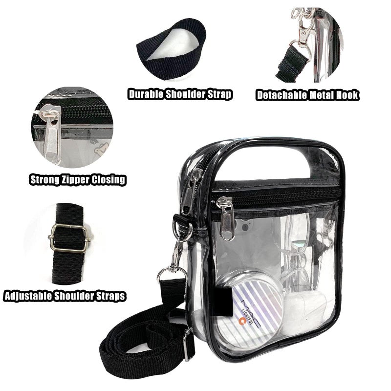 Fibrdoo Clear Crossbody Purse Bag, Clear Bag Stadium Approved with Front Pocket for Concerts Sports Festivals - Image 4