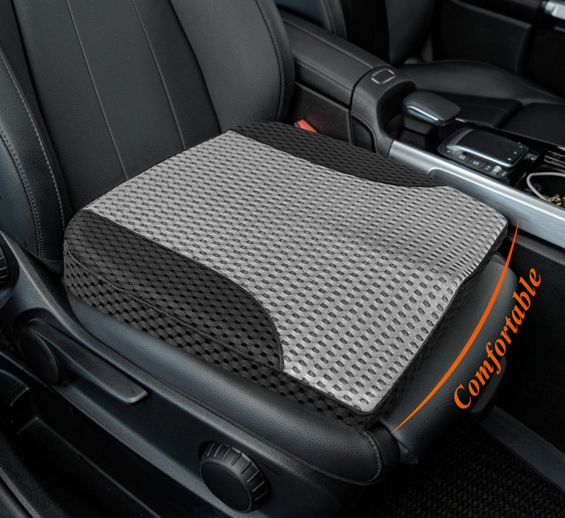 kingphenix Premium Car Seat Cushion, Memory Foam Driver Seat Cushion to Improve Driving View- Coccyx & Lower Back Pain Relief - Seat Cushion for Car, Truck, Office Chair (4D Mesh Gray & Black) - Image 1