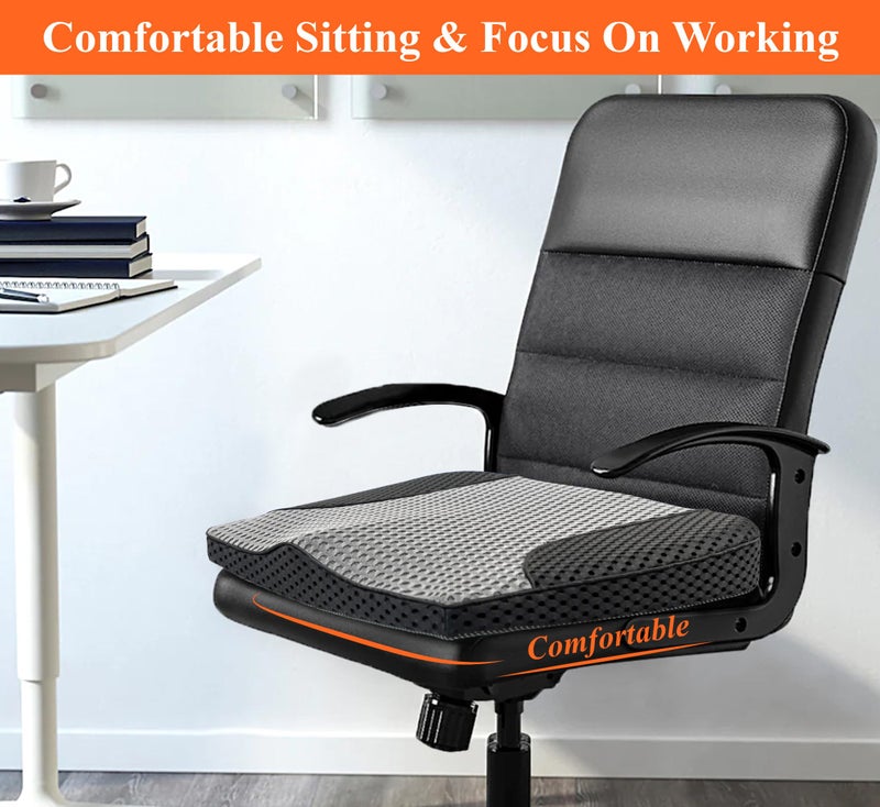 kingphenix Premium Car Seat Cushion, Memory Foam Driver Seat Cushion to Improve Driving View- Coccyx & Lower Back Pain Relief - Seat Cushion for Car, Truck, Office Chair (4D Mesh Gray & Black) - Image 3