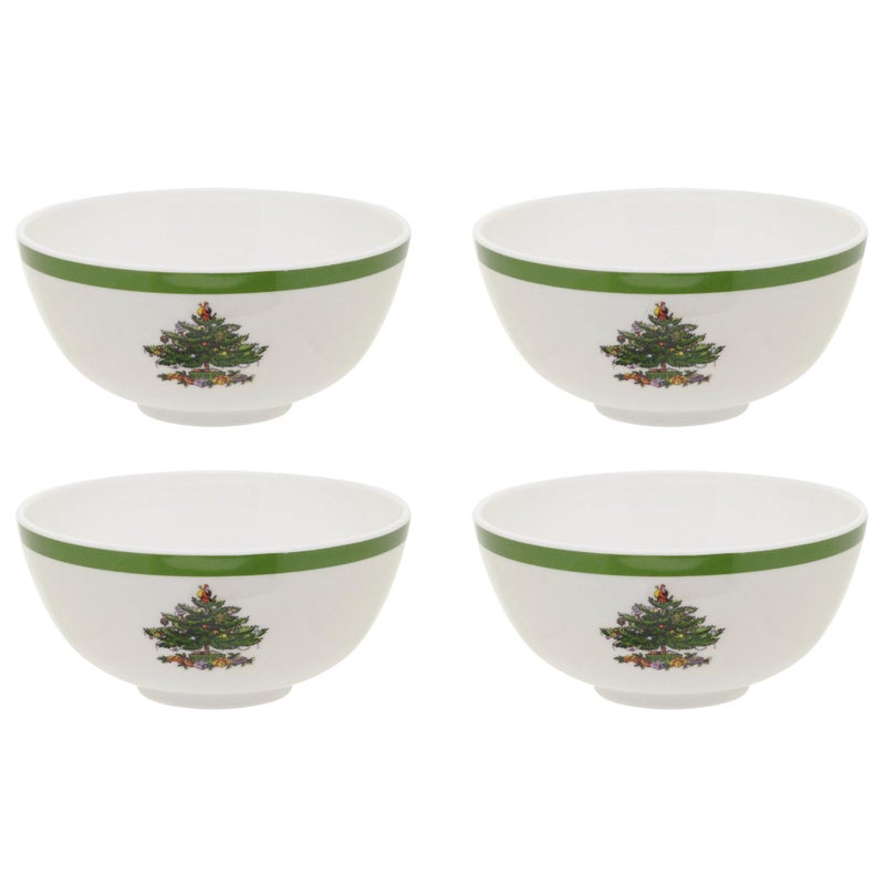 Spode Christmas Tree 6-Inch Melamine Bowls - Set of 4 Festive Bowls for Soup, Dessert, Holiday Dishes - Durable, Dishwasher Safe - Versatile Tableware for Indoor, Outdoor Christmas Gatherings - Image 1