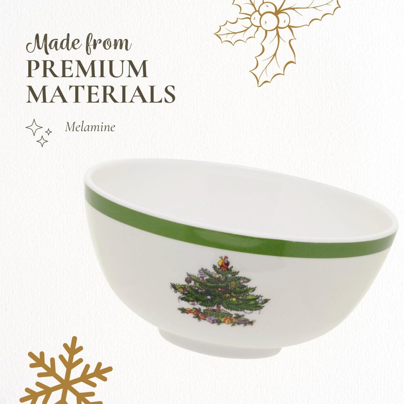 Spode Christmas Tree 6-Inch Melamine Bowls - Set of 4 Festive Bowls for Soup, Dessert, Holiday Dishes - Durable, Dishwasher Safe - Versatile Tableware for Indoor, Outdoor Christmas Gatherings - Image 4