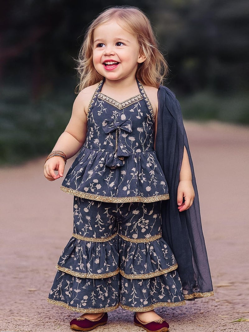 A.T.U.N. (ALL THINGS UBER NICE) Girls Kurti, Sharara and Dupatta Set | Comfortable Ethnic Wear Clothing Set - Image 2