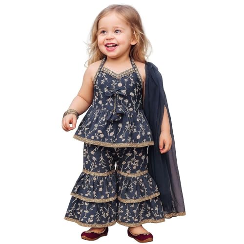 A.T.U.N. (ALL THINGS UBER NICE) Girls Kurti, Sharara and Dupatta Set | Comfortable Ethnic Wear Clothing Set - Image 1