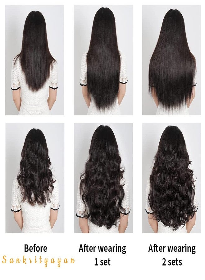 Sankrityayan Hair Extensions 18-22 Inch Long Curly Black Thick 5 BB Clip Extension with Double Weft Hairpieces (1B Curly) - Image 4