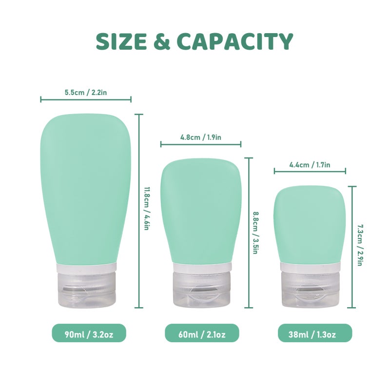 Travel Bottle 3 Pieces Set Soft Silicone Safe Shampoo Lotion Cream Toiletries Lightweight Portable Trip Bottles - Image 3