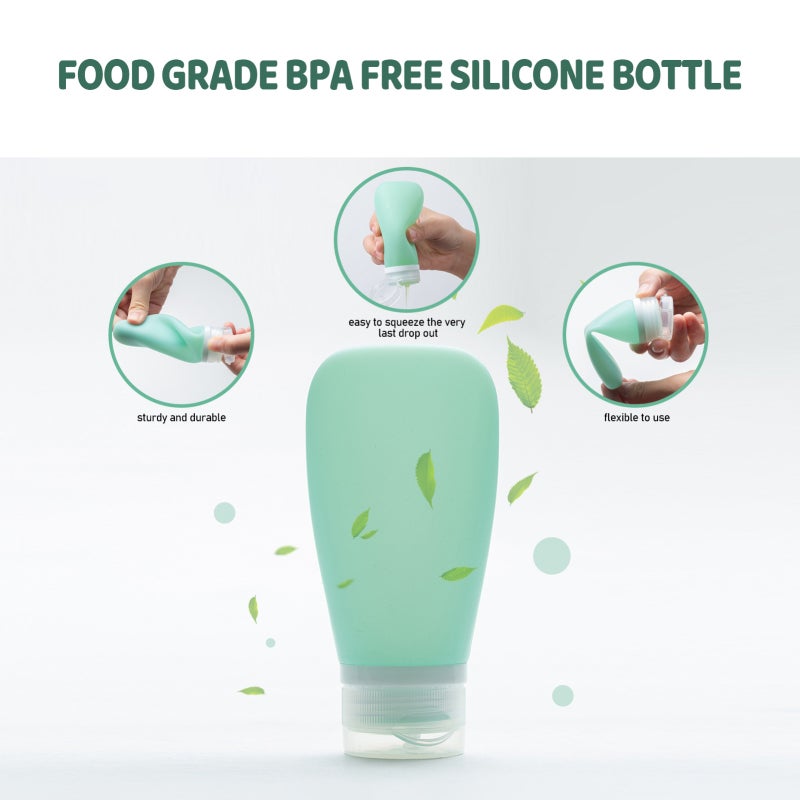 Travel Bottle 3 Pieces Set Soft Silicone Safe Shampoo Lotion Cream Toiletries Lightweight Portable Trip Bottles - Image 4