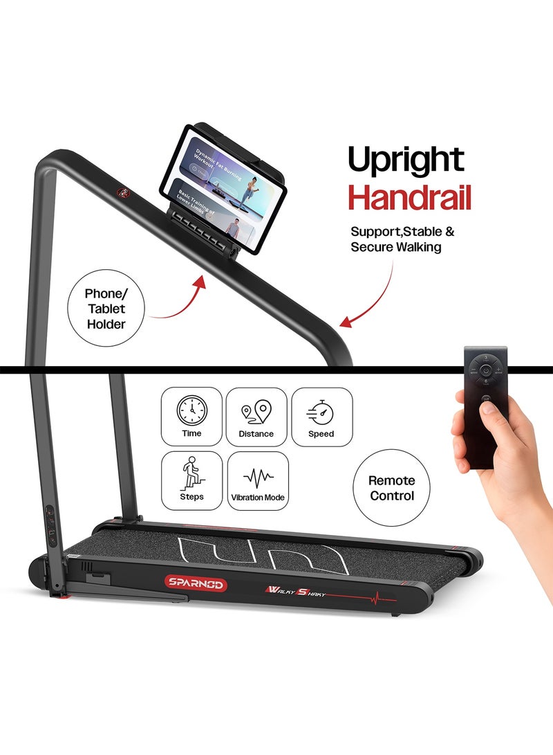 Sparnod Fitness WakyShaky Plus Walking Pad Treadmill for Home Use– 3HP Motor, 3-6 km/h, Foldable, LED Display, 4 Vibration Modes, 900x390mm Running Surface, Remote Control & Phone/Tablet Holder 150kg Capacity - Image 5