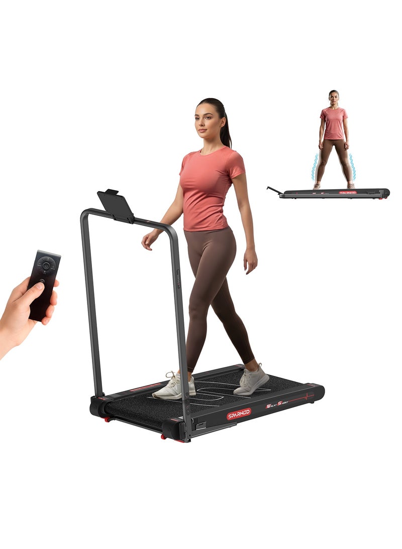 Sparnod Fitness WakyShaky Plus Walking Pad Treadmill for Home Use– 3HP Motor, 3-6 km/h, Foldable, LED Display, 4 Vibration Modes, 900x390mm Running Surface, Remote Control & Phone/Tablet Holder 150kg Capacity - Image 1