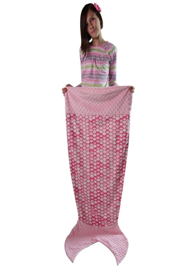 Snuggle Stuffs Girls Scales Dot Velboa Mermaid Tail Blanket (Small - 40", Pink) - Image 1