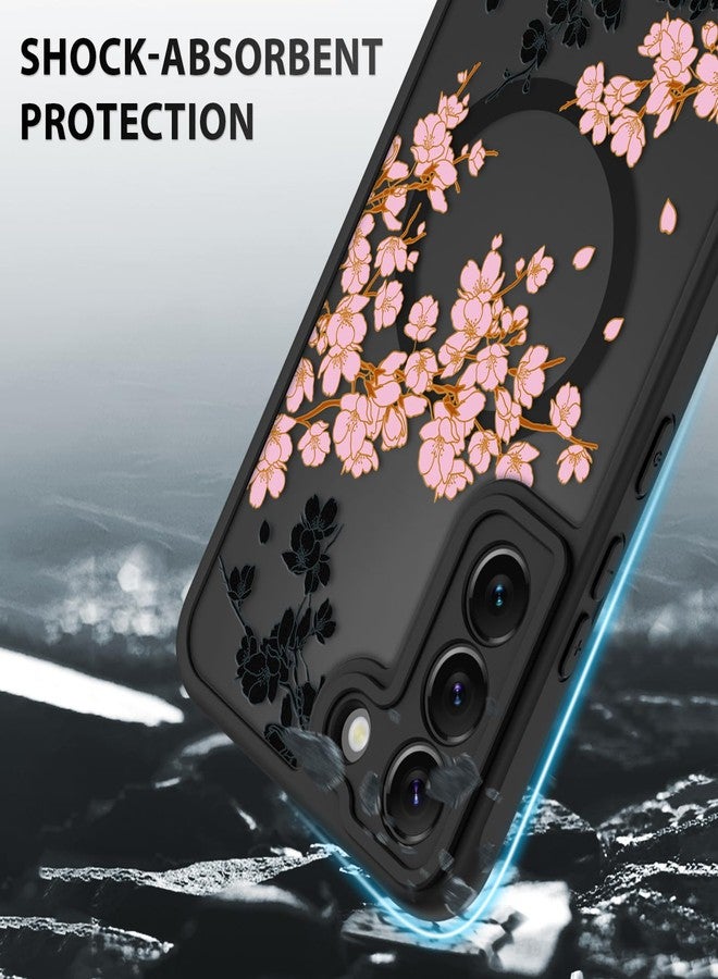 OOK Case Fit for Samsung Galaxy S22 Plus 6.7 Inch (Compatible with MagSafe) Pink Floral Flowers Design Translucent Phone Cover Soft TPU + Hard PC Anti-Scratch Shockproof Magnetic Case for Women - Image 4