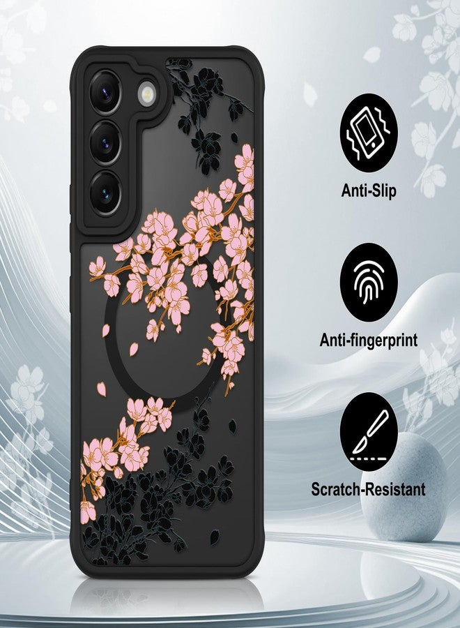 OOK Case Fit for Samsung Galaxy S22 Plus 6.7 Inch (Compatible with MagSafe) Pink Floral Flowers Design Translucent Phone Cover Soft TPU + Hard PC Anti-Scratch Shockproof Magnetic Case for Women - Image 5