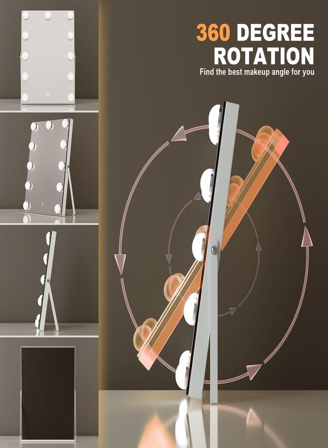 MINISO Vanity Mirror with Lights - 12" x 14" Hollywood Makeup Mirror with Adjustable Brightness,3 Modes Light, 360°Rotation - Image 5