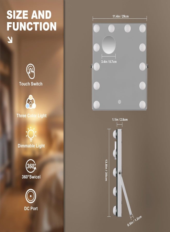 MINISO Vanity Mirror with Lights - 12" x 14" Hollywood Makeup Mirror with Adjustable Brightness,3 Modes Light, 360°Rotation - Image 4