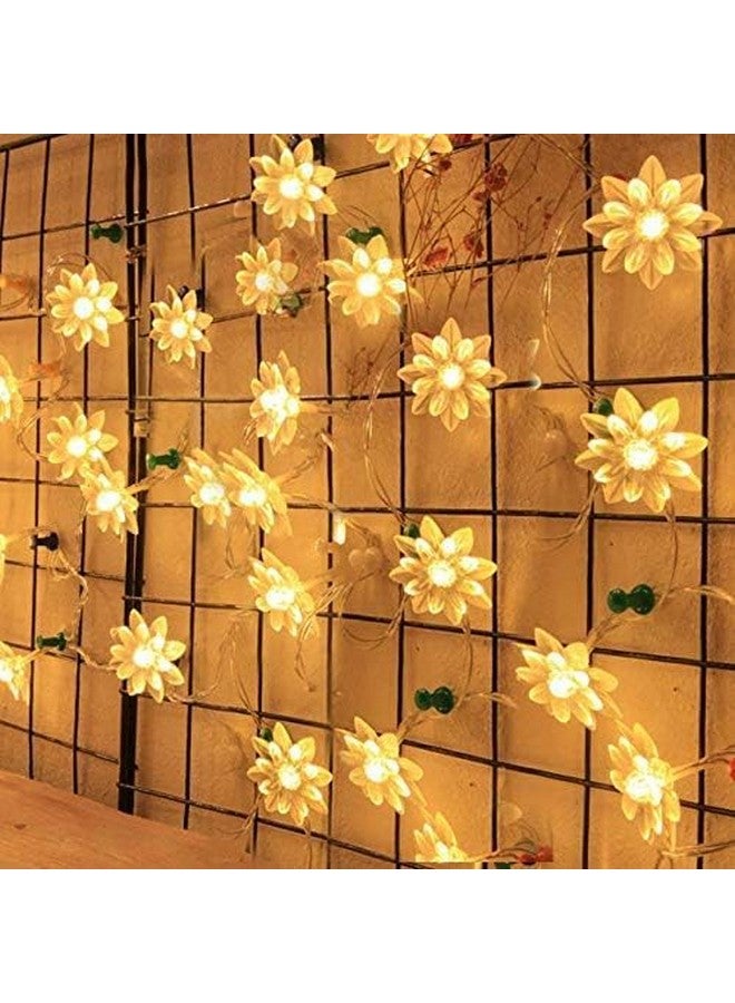 Desidiya Plastic Lotus Flower String Lights Plug-in Fairy Lights for Indoor/Outdoor Decoration, Ideal for Diwali, Christmas, Navratri, and Parties (Warm White, 4 Meters, 30 Led) - Image 5