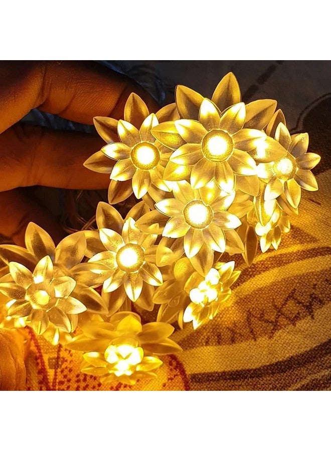 Desidiya Plastic Lotus Flower String Lights Plug-in Fairy Lights for Indoor/Outdoor Decoration, Ideal for Diwali, Christmas, Navratri, and Parties (Warm White, 4 Meters, 30 Led) - Image 2