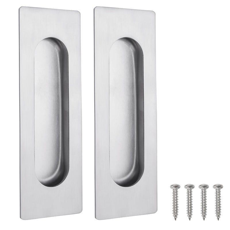 Malimali 472 Inch Recessed Finger Flush Pulls for Kitchen Cabinet Closet Cupboard Door Handle Brushed Stainless Steel Rectangular Door Pulls Hardware 2 Pack