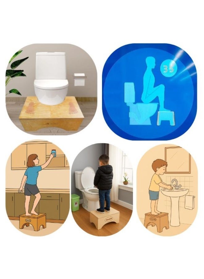 Shams Natural wood bathroom chair without paint for sitting in a healthy position on the bathroom base at an angle of 35 degrees and for other uses - Image 1