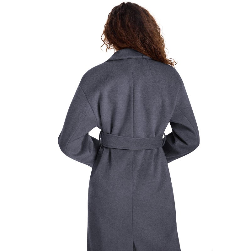 HOTIAN Women's Winter Wool Blend Coat Double Breasted Casual Notch Lapel Long Trench Overcoat Peacoat(Grey-XL) - Image 2