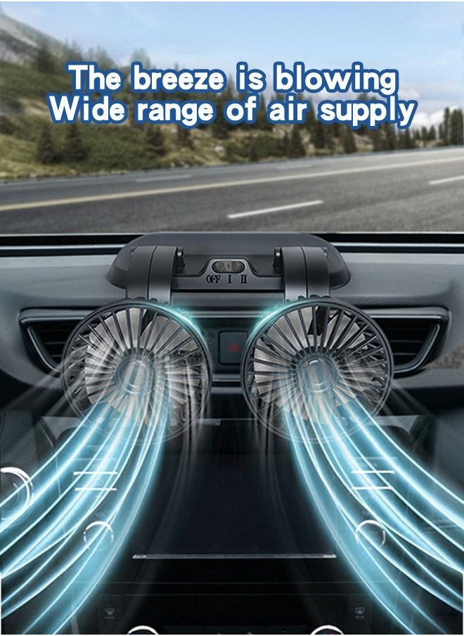 GROIC - USB Fan for Car, Car Fan with Variable Speed, Small Desk Dual Head Fan, Rotation Strong Wind, USB Personal Mini Fan for Dashboard,360° Rotatable Car Fan,Automotive Interior - Image 1