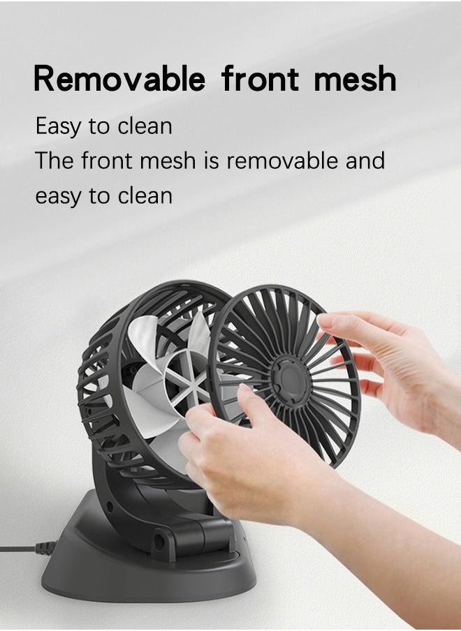 GROIC - USB Fan for Car, Car Fan with Variable Speed, Small Desk Dual Head Fan, Rotation Strong Wind, USB Personal Mini Fan for Dashboard,360° Rotatable Car Fan,Automotive Interior - Image 1