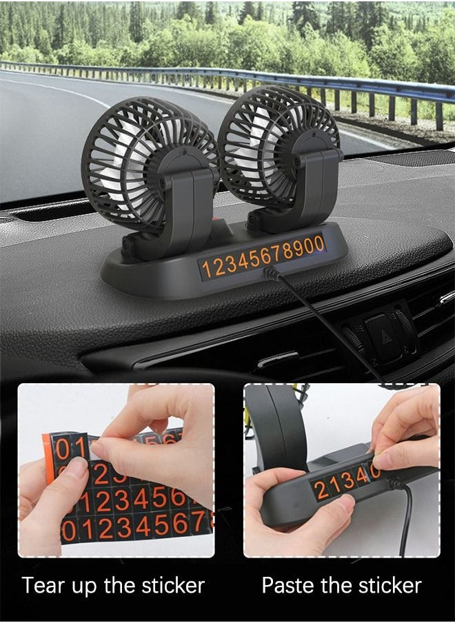 GROIC - USB Fan for Car, Car Fan with Variable Speed, Small Desk Dual Head Fan, Rotation Strong Wind, USB Personal Mini Fan for Dashboard,360° Rotatable Car Fan,Automotive Interior - Image 1