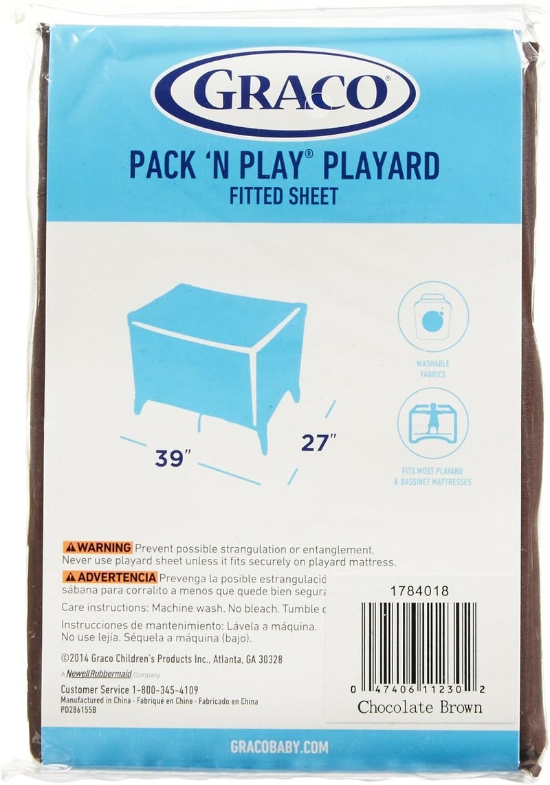 Graco Pack 'n Play Playard Fitted Sheet - Chocolate Brown - Image 2