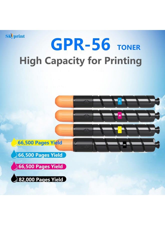 SkyPrint خرطوشة حبر GPR56 GPR-56 عالية الإنتاجية باللون الأسود والأزرق السماوي والأصفر والأرجواني بديل لطابعة كانون ImageRunner Advance C7565 C7570 C7580 C7765 C7770 C7780 - Image 3