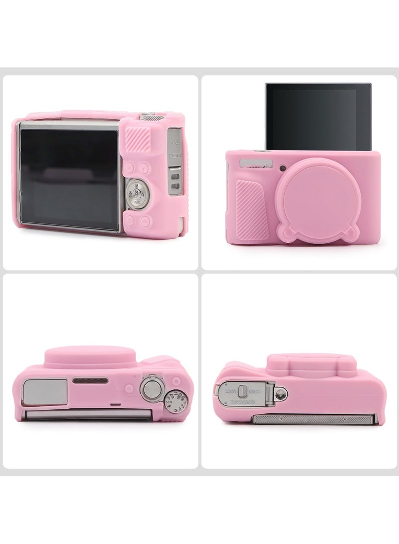 Silicone Case for Canon Powershot SX740 SX730 HS Camera - Soft Lightweight Protective Case Cover with Removable Lens Cover for SX740/SX730 HS Accessories (Pink) - Image 3