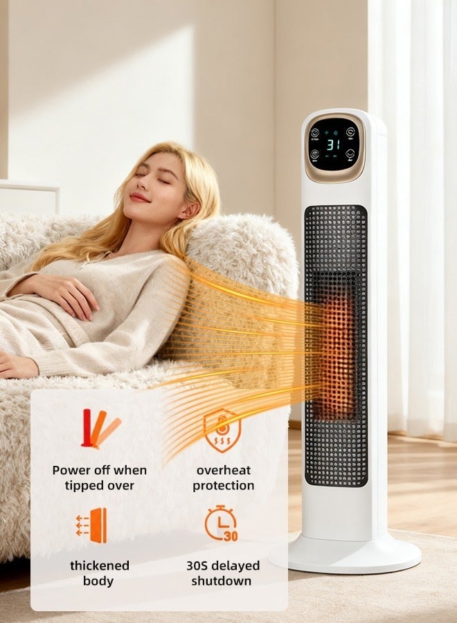 قف مدفأة محمولة للاستخدام الداخلي، تحكم باللمس وعن بُعد، درجة حرارة قابلة للتعديل، ترموستات ذكي، 3 سرعات ومؤقت حتى 12 ساعة لغرفة المعيشة، غرفة النوم، المطبخ، باللون الأبيض - Image 3