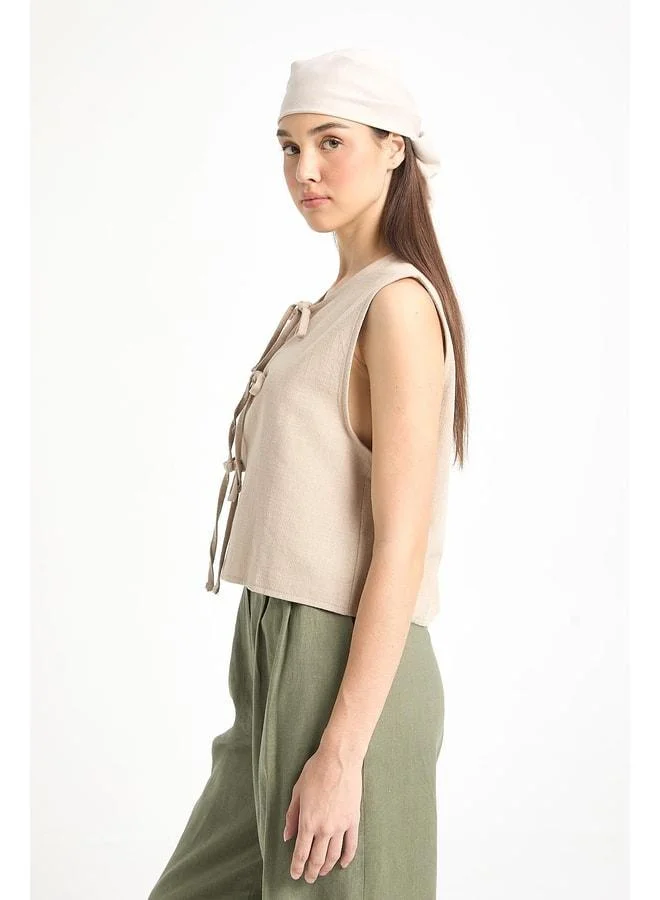 mina aise Beige Laced Short 100% Cotton Vest 29204.