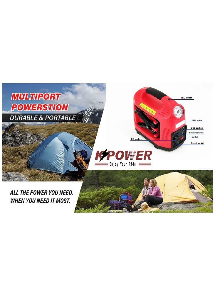 K POWER - Professional Power Station 1200 Peak Amp With Jump Starter And 260PSI Air compressor - Image 1