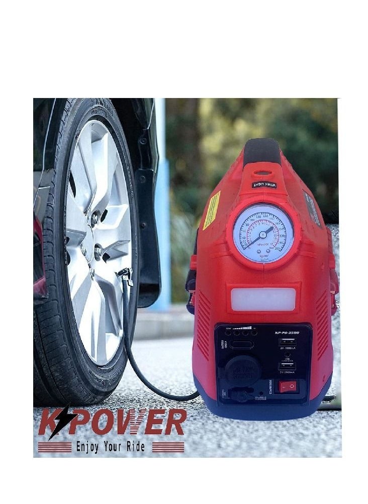 K POWER - Professional Power Station 1200 Peak Amp With Jump Starter And 260PSI Air compressor - Image 1