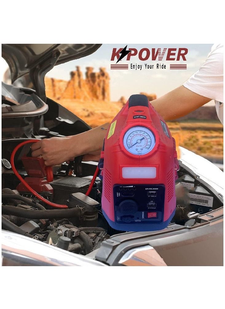 K POWER - Professional Power Station 1200 Peak Amp With Jump Starter And 260PSI Air compressor - Image 1