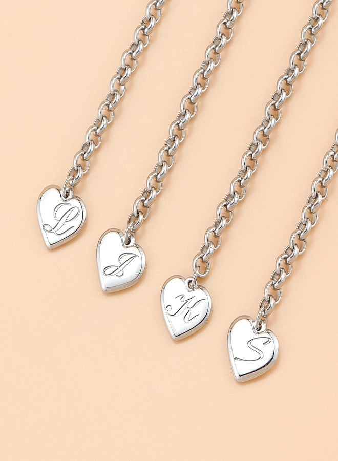 Lcherry سوار Lcherry هدية للنساء، أساور على شكل قلب، أساور من الفولاذ المقاوم للصدأ مزينة بحرف T، أساور منقوشة للنساء - Image 5