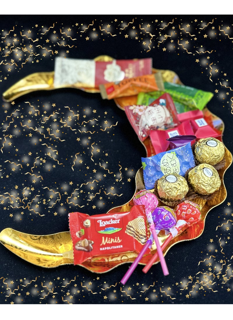 Generic - Moon Design Serving dish plate with a conical base for sweets, nuts and dates - Image 1