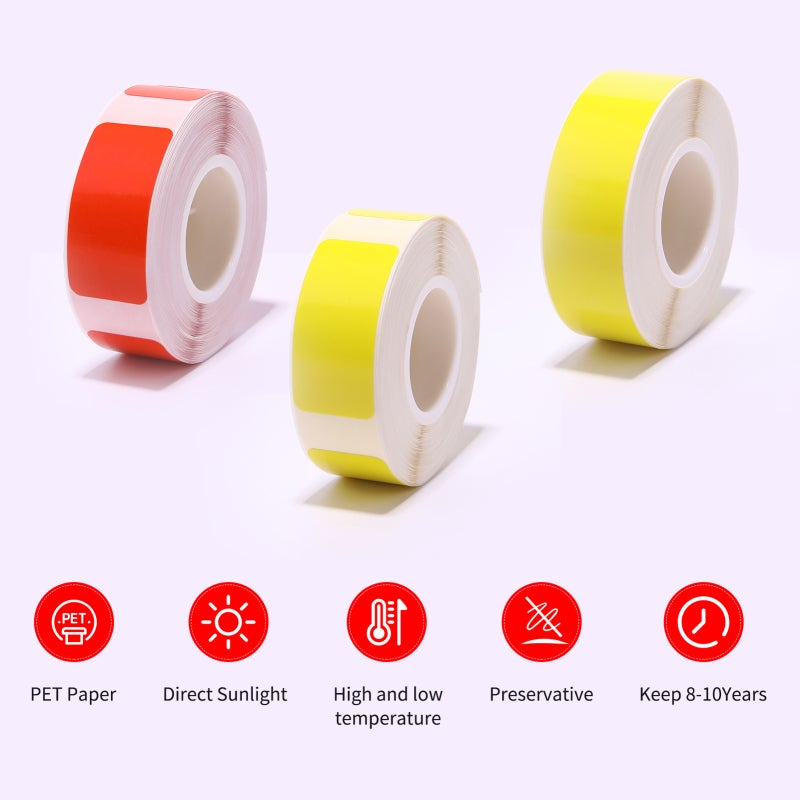 B18 طابعة ملصقات متوافقة مع ملصقات PET الحرارية - 3 ألوان وأحجام، ملصقات متينة مقاومة للتمزق ذاتية اللصق للمنزل والمكتب والتجزئة - Image 4