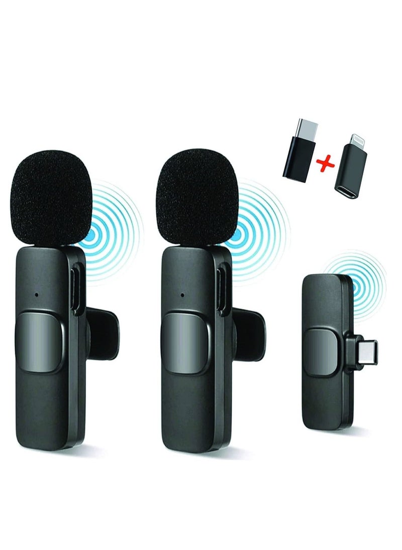 Wireless Microphone Lavalier Microphone 2 in 1 for iPad YouTube Facebook Live Streaming Vlog Audio Recording Cordless Mini mic with noise reduction and Plug-Play - Image 1