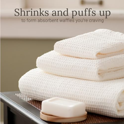GILDEN TREE Waffle Towel Set Quick Dry Thin | 2 Bath Towels | 2 Hand Towels | 2 Washcloths, Classic Style (Cream) - Image 3