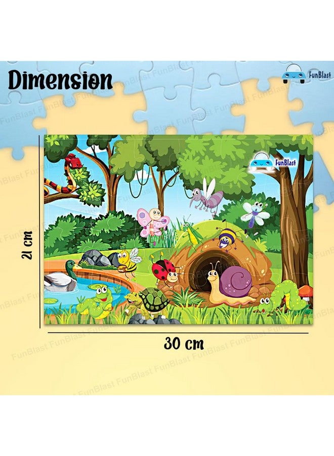 فنبلاست ألغاز الصور المقطوعة من فن بلاست للأطفال، ألغاز الحشرات للأطفال، ألغاز أرضية للأطفال، ألعاب ألغاز الصور المقطوعة التعليمية، مجموعة من 4 قطع (96 قطعة) (متعددة الألوان، مقاس 30 × 22 سم) - Image 2