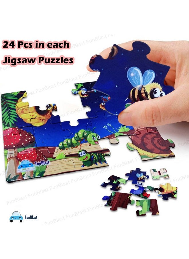 فنبلاست ألغاز الصور المقطوعة من فن بلاست للأطفال، ألغاز الحشرات للأطفال، ألغاز أرضية للأطفال، ألعاب ألغاز الصور المقطوعة التعليمية، مجموعة من 4 قطع (96 قطعة) (متعددة الألوان، مقاس 30 × 22 سم) - Image 3
